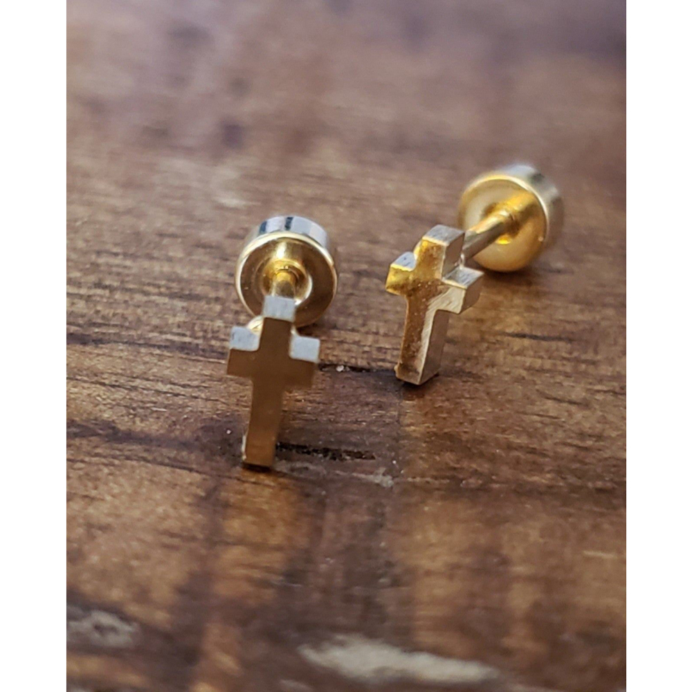 16 gauge 6mm 14k Gold Finish G23 Implant-grade Solid Titanium Cartalidge Studs +
